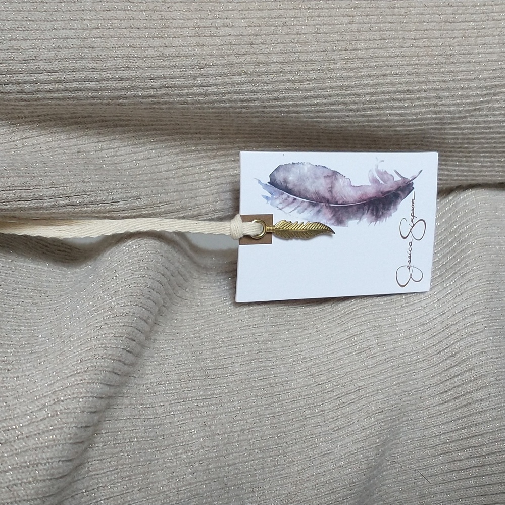 NWT Jessica Simpson Stylish Cream Pull-On Cut-Out Twist-Front Sweater. Size-L - Picture 9 of 16